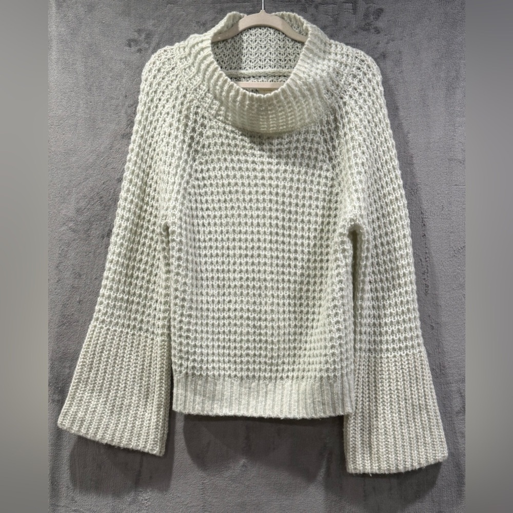 Maeve Anthropologie Dionne Bell Sleeve Mint Chunky Knit Sweater Size M Boho